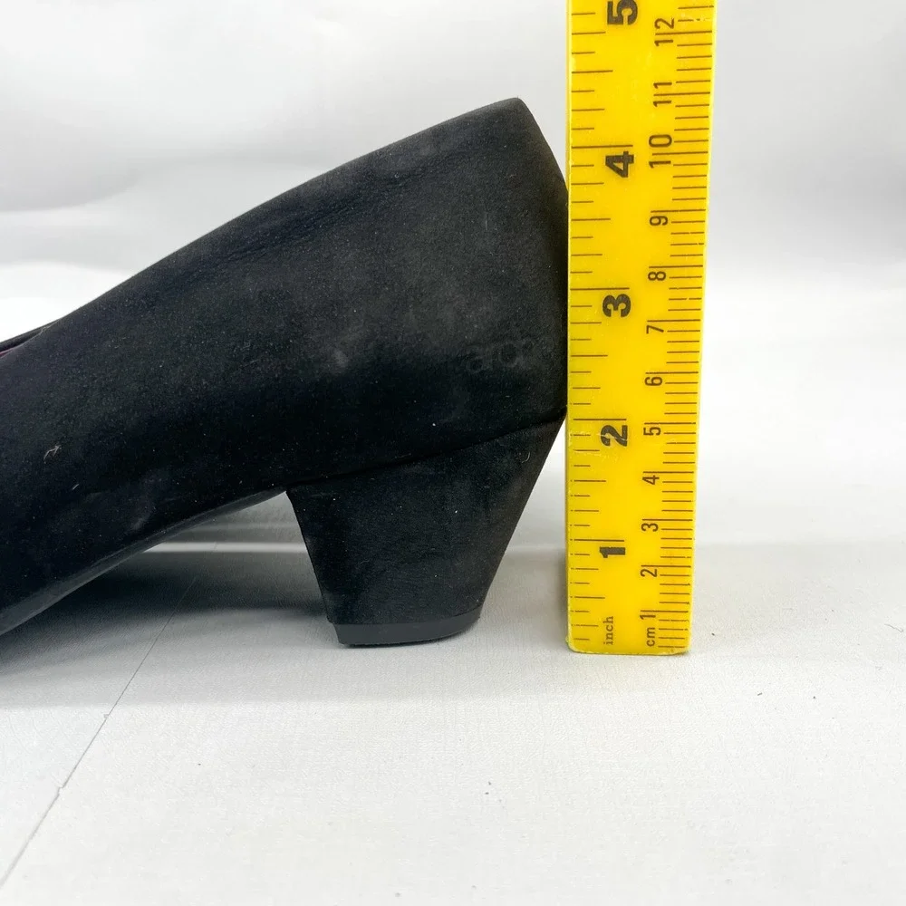 Arche LN Womens 37.5 6.5 Murlay Pumps Shoes Black Nubuck Round Toe Block Heels